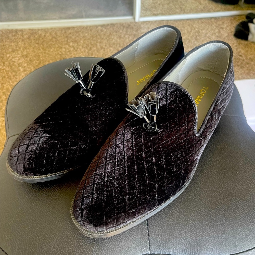 Top Man Black Velvet Loafers